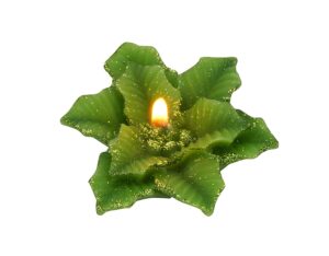 Biedermann & Sons 16 Count Poinsettia Floating Candles, Gold Glitter Green