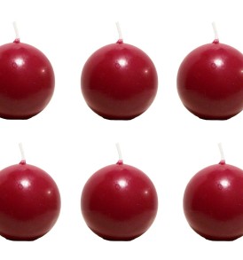 Biedermann & Sons 2-3-4-Inch Round-Shaped Candles, Burgundy, Set of 6