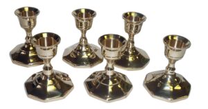 Biedermann & Sons Candlestick Holders, Set of 6, Brass Finish