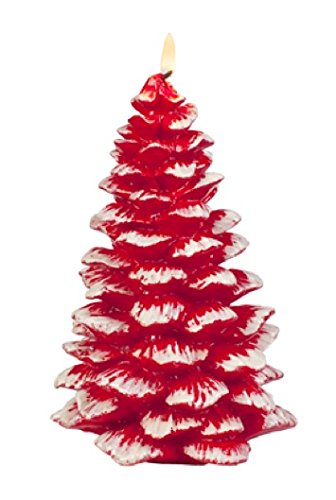 Biedermann & Sons Snow Coated Red Christmas Tree Candle